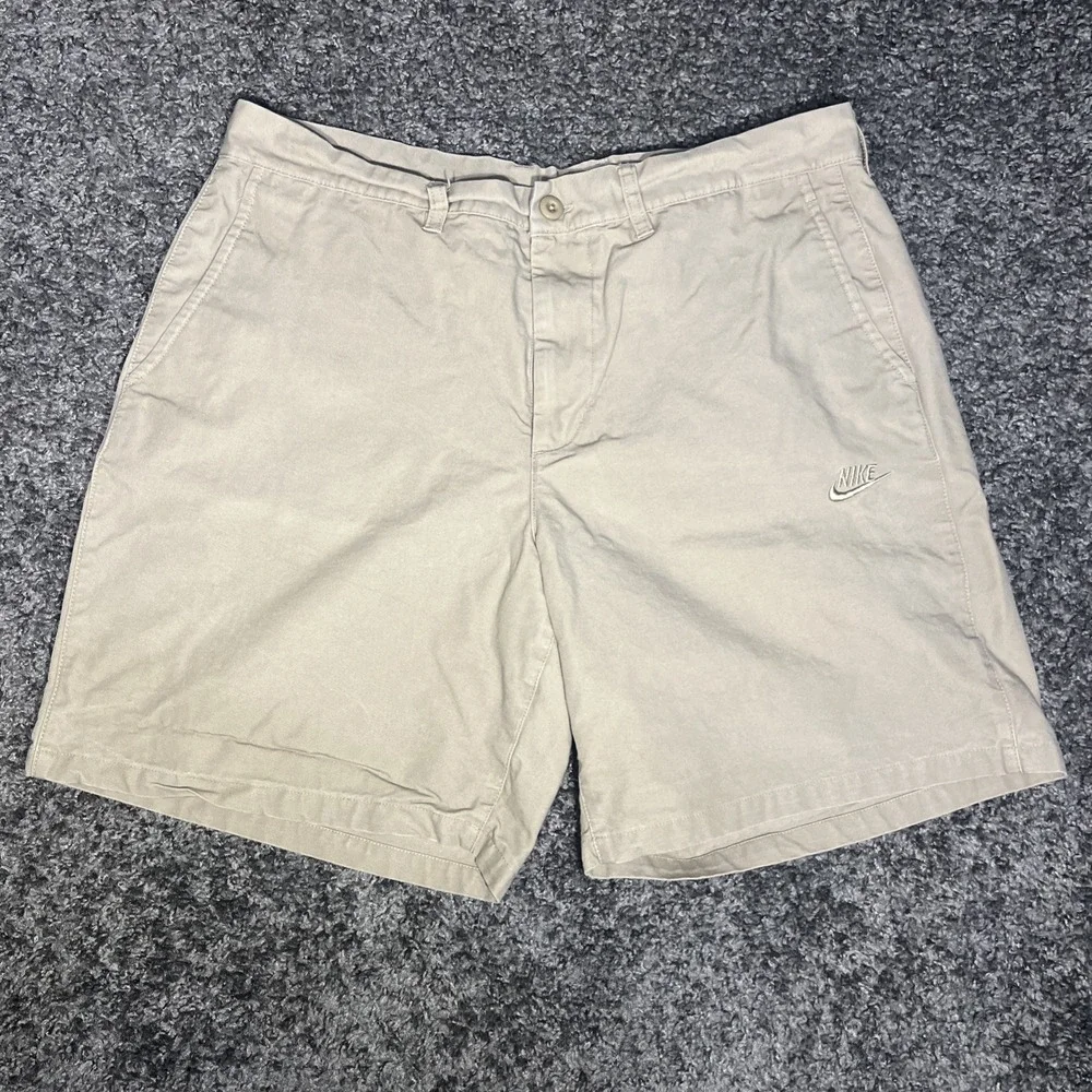 Nike Mens Mid Rise Tan Size‎ 34 Shorts Cotton Chino Flat Front With Pockets